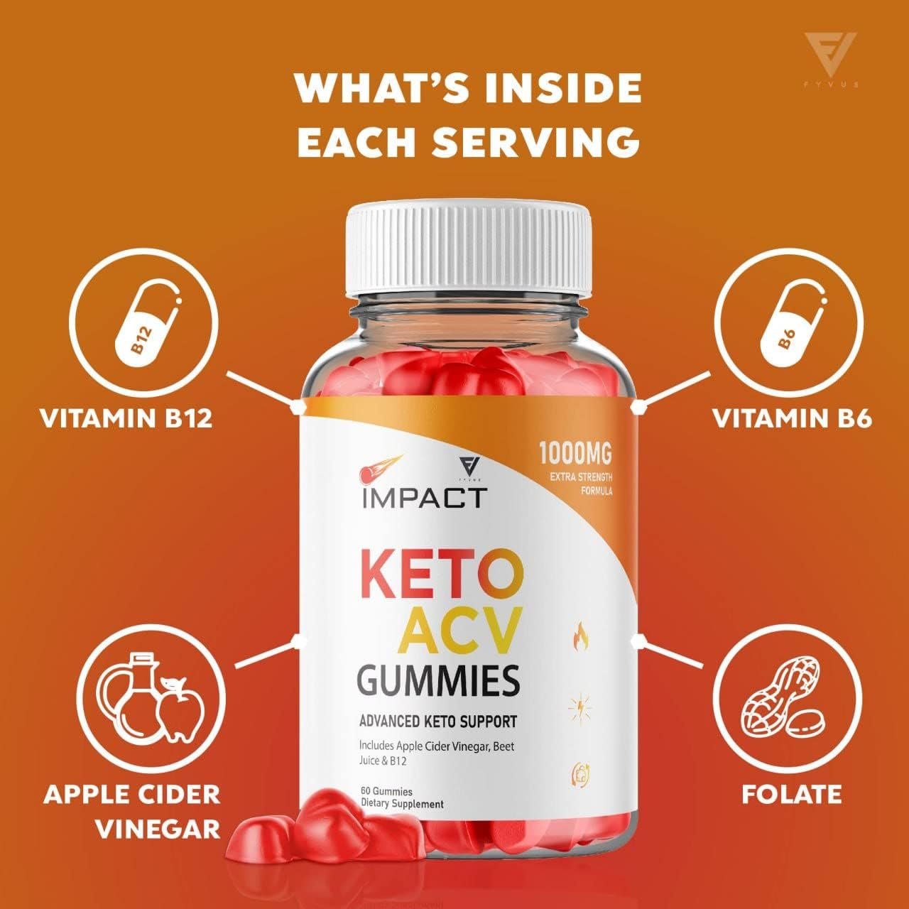 (2 Pack) Impact Keto Gummies for Weight Loss and Belly Fat Diet, AVC Keto ACV Advanced Weight Loss Gummies, Keto Plus ACV Apple Cider Vinegar Supplement Folate (120 Gummies)
