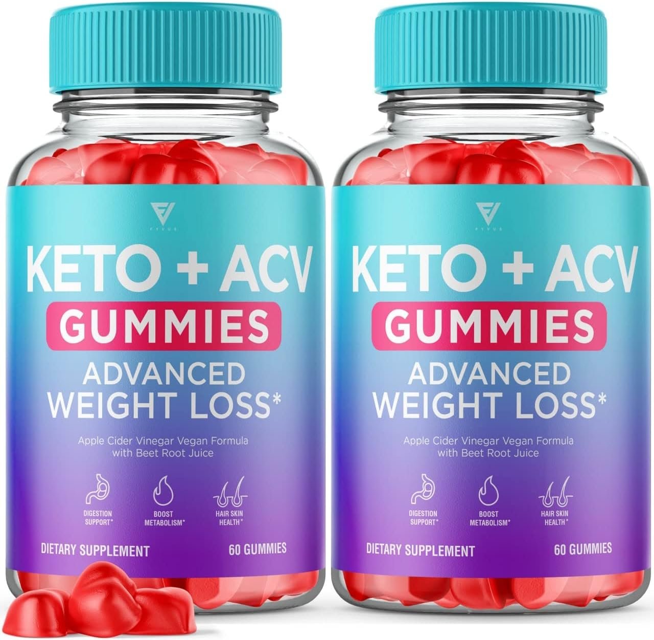 (2 Pack) Keto ACV Gummies Advanced Apple Cider Vinegar Vitamin Vegan Formula Supplement Women Men (120 Gummies)