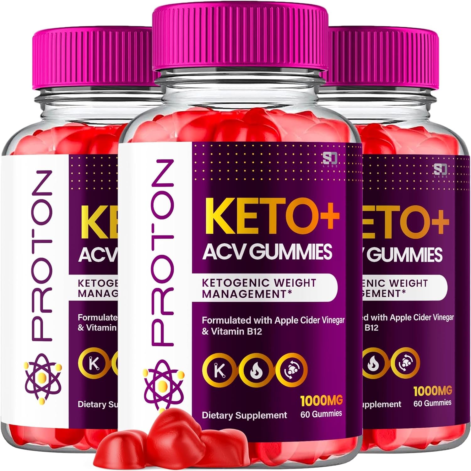 (2 Pack) Proton Protein Keto ACV Gummies Advanced Weight Loss 1000 MG, Proton Keto ACV Gummies Keto + ACV Apple Cider Vinegar Supplement Pure Proton Keto+ACV Vitamin B12 B6 Beet Root (120 Gummies)