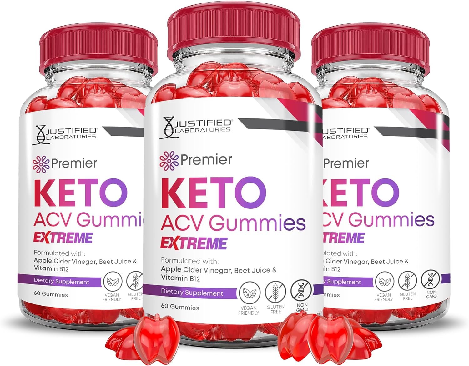 (3 Pack) Premier Keto ACV Gummies Extreme 2000MG Premier Keto Gummies Apple Cider Vinegar Formulated with Pomegranate Beet Juice Powder B12 Vegan Non GMO 180 Gummys