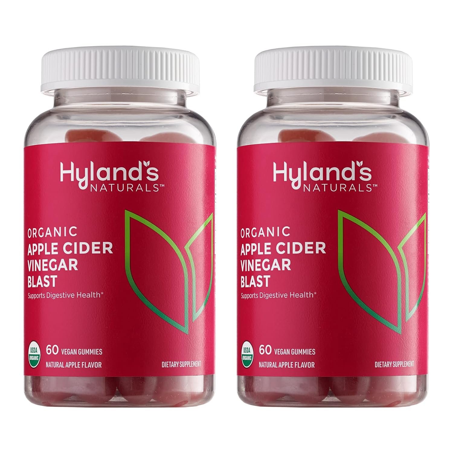 Hylands Organic Apple Cider Vinegar Gummy Vitamins, Digestive Health Support, 60 Vegan ACV Gummies (2 Pack) Naturals