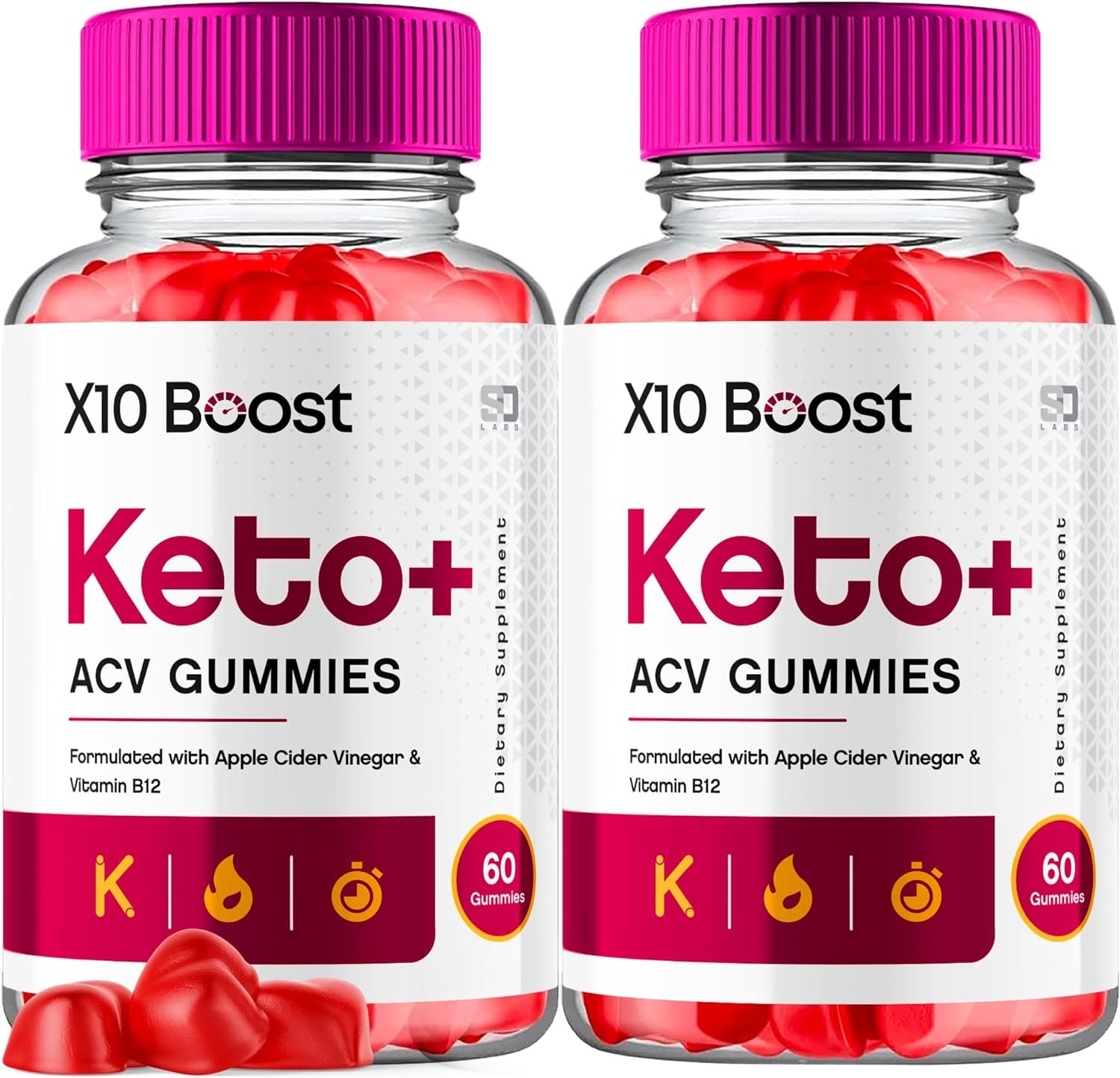 (2 Pack) X10 Boost Keto ACV Gummies Advanced Weight Loss, X10 Boost Keto + ACV 1000mg Apple Cider Vinegar Supplement Gummies, X10 Boost Keto+ACV Gummies Folate Vitamin B12  B6 Beet Root (120 Gummies)