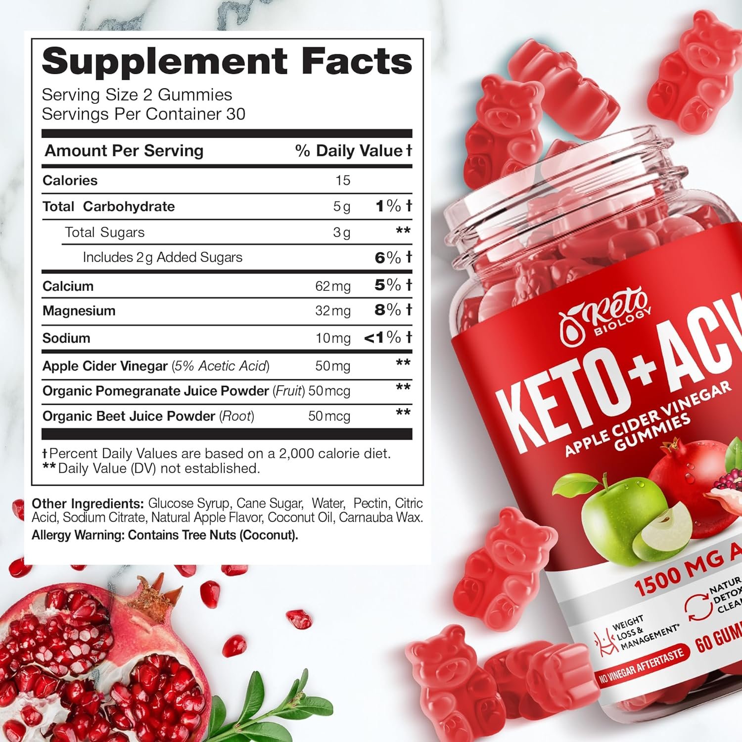 Keto ACV Gummies 1500 mg - ACV Keto Gummies for Weight Loss  Detox - Vegan Apple Cider Vinegar Gummies for Ketosis, Metabolism  Energy - AC Keto, 60 Gummies