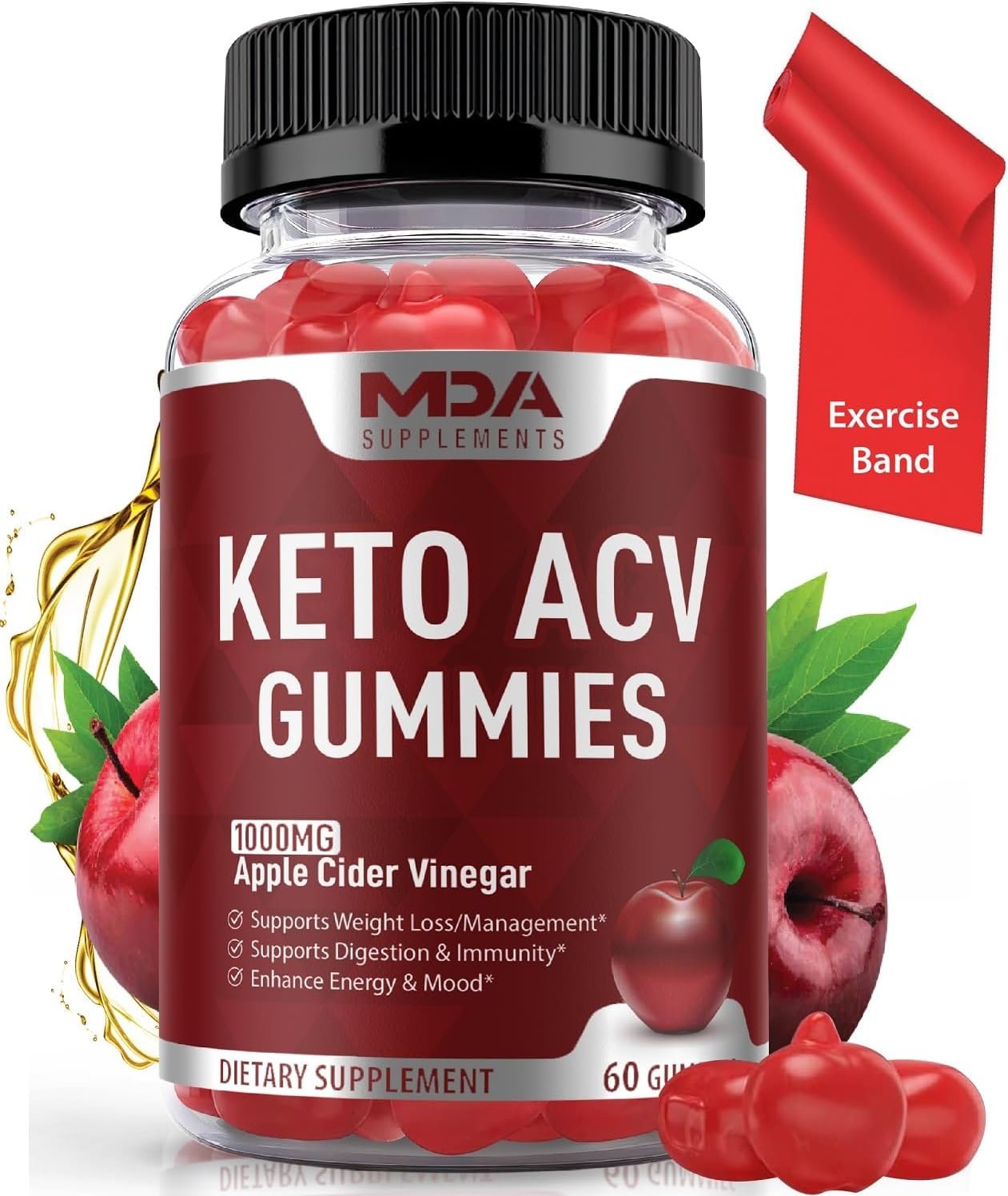 Keto ACV Gummies Advanced Weight Loss, Apple Cider Vinegar Gummies, ACV Keto Gummies for Weight Loss, Supports Detox  Cleanse, Digestion - Organic ACV Gummy (No Band)