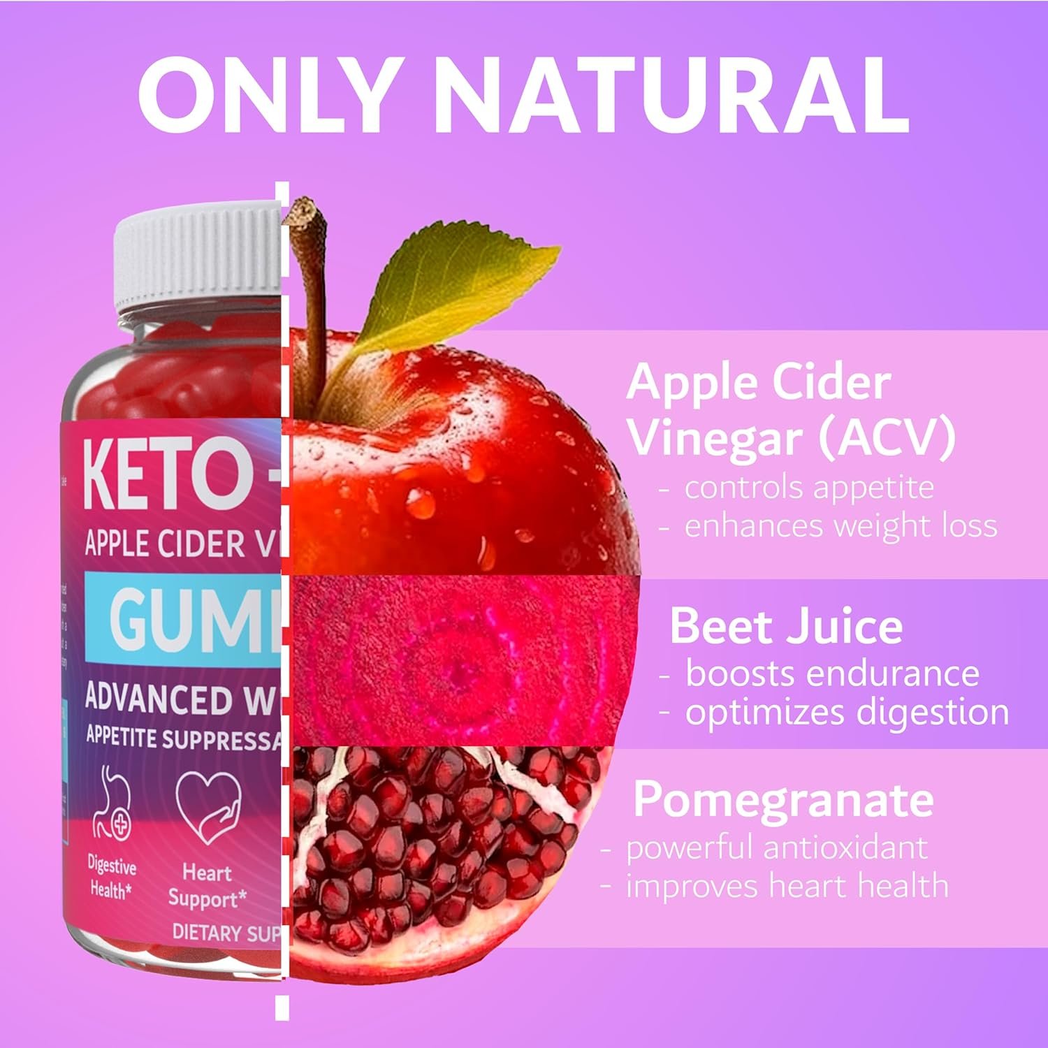 Keto ACV Gummies Advanced Weight Loss - Made in USA Tasty ACV Keto Gummies for Weight Loss, Digestion, Cleansing, No Gluten, No GMO  Vegan Keto Apple Cider Vinegar Gummies 1000mg, 60 pcs