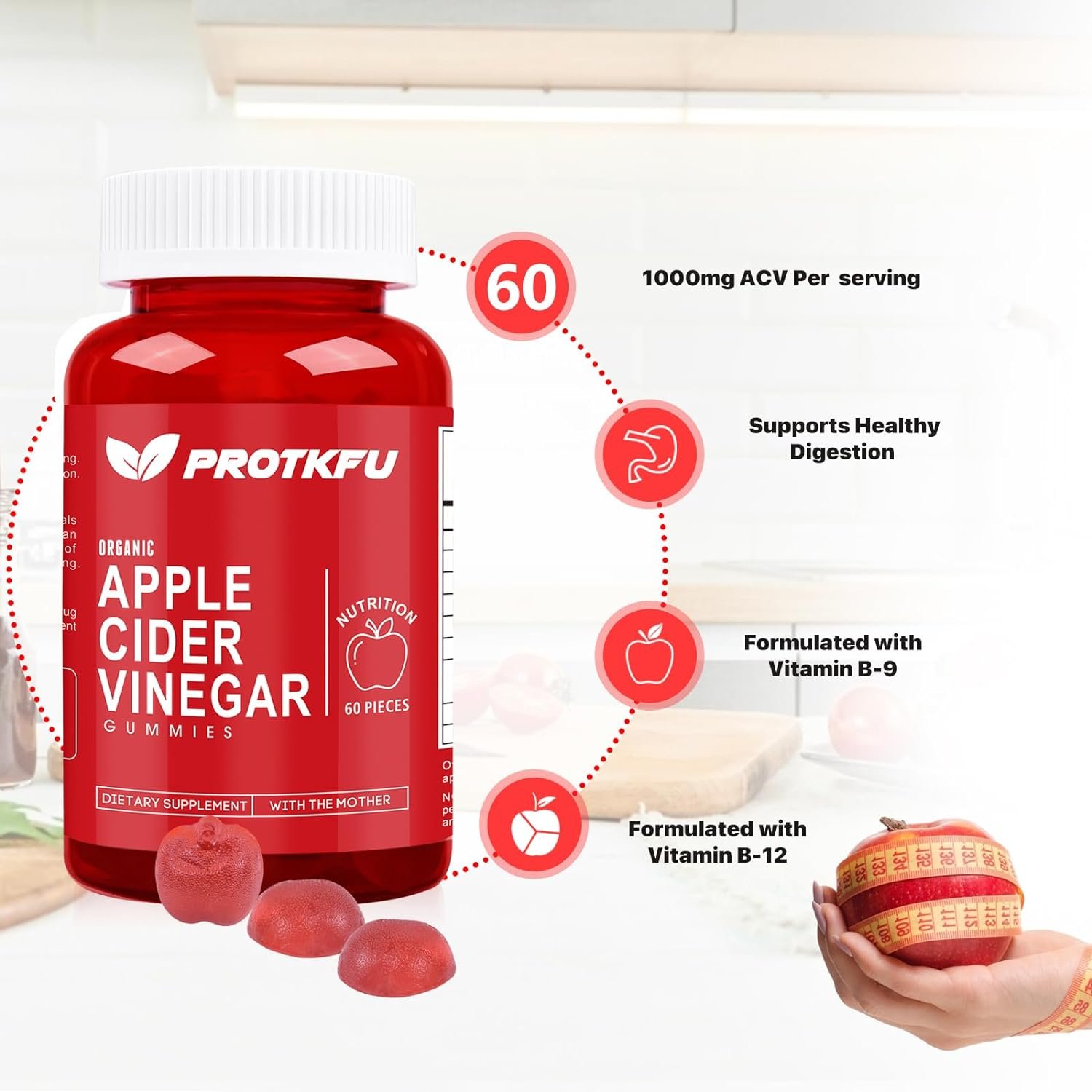 Keto Acv Gummies - Apple Cider Vinegar Gummies - Sugar Free ACV Keto Gummies for Women and Men