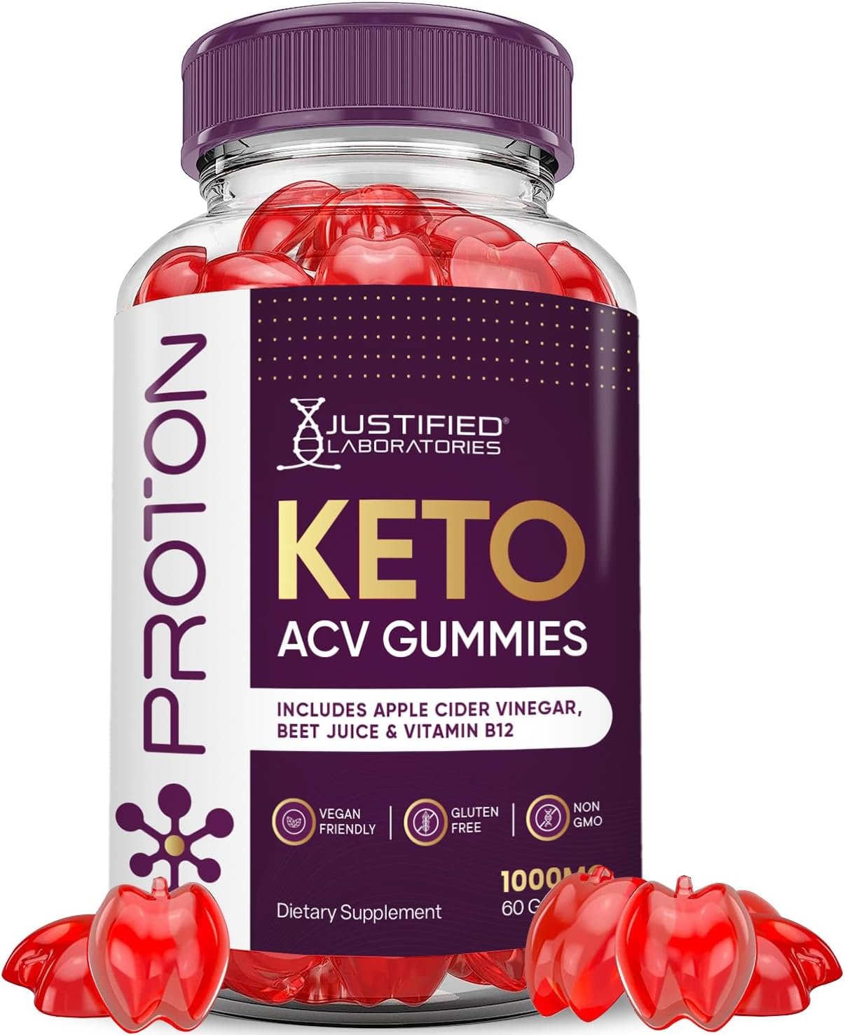 Proton Protein Keto ACV Gummies Advanced Formula 1000MG Proton Keto Gummies Apple Cider Vinegar Boost Formulated with Pomegranate Beet Juice Powder B12 Vegan Non GMO 60 Gummys