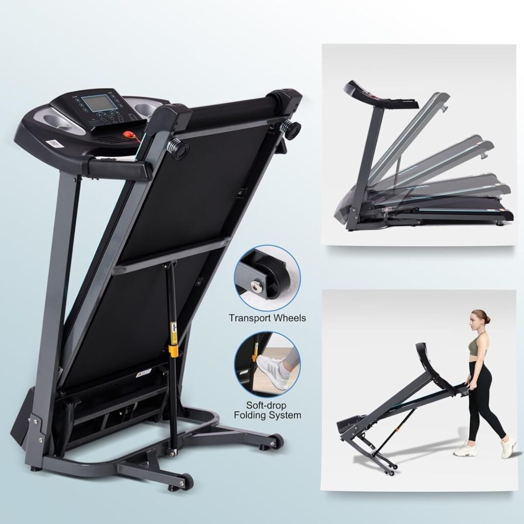 15% Auto Incline Treadmill for Home, 0.5-10 MPH Speed, Foldable Treadmills with APP, Speaker, 18 Wider Belt, 15 Programs, Smart Running Machine for Home, 3HP