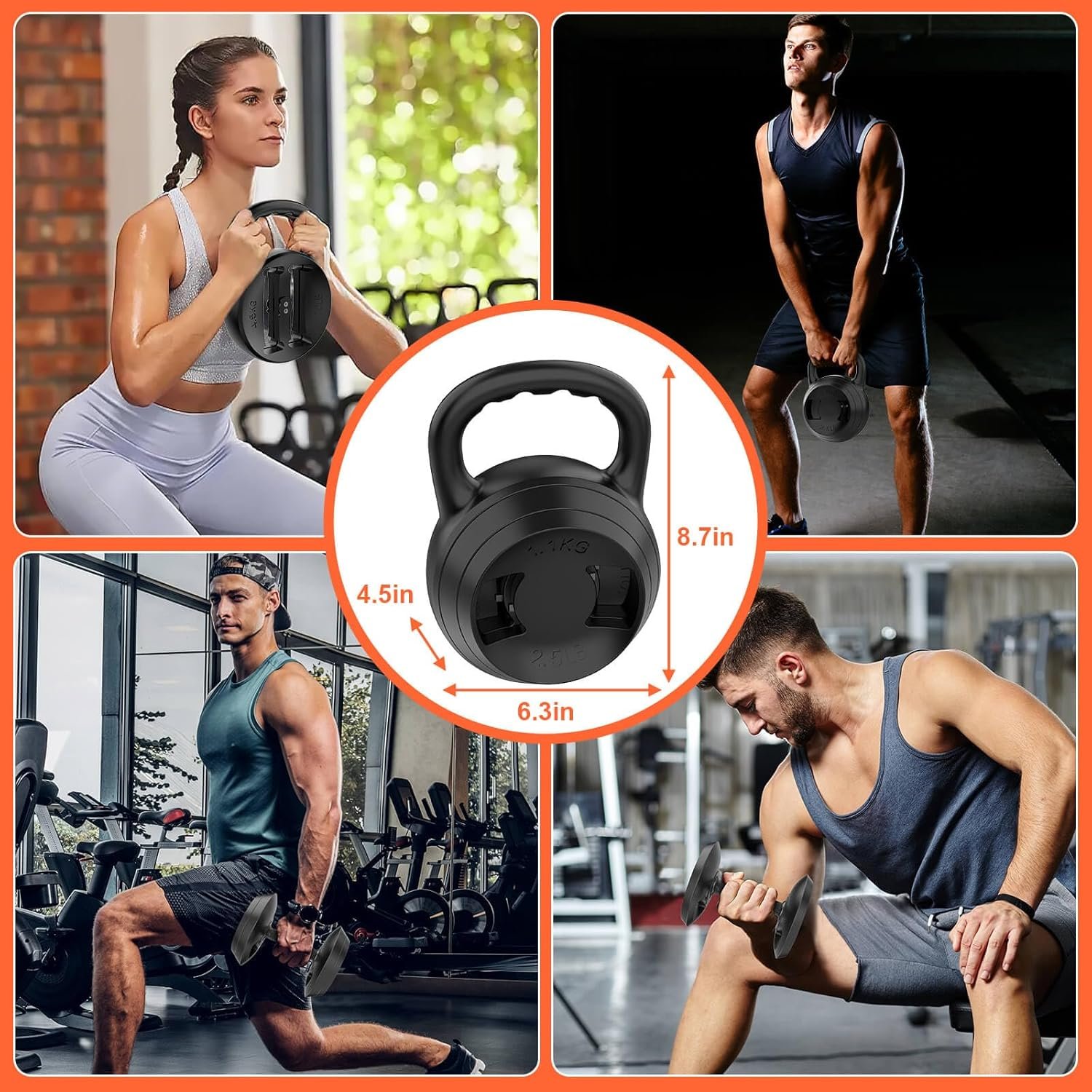 2-1 Adjustable Kettlebells Set, Kettle bell Weights Set (10lb/12.5lb/15lb/17.5lb/20lb/22.5lb/25lb), Adjustable Dumbbell (5.3lb/10.3lb/15.3lb) for Men/Women Home Gym Workout Strength Training