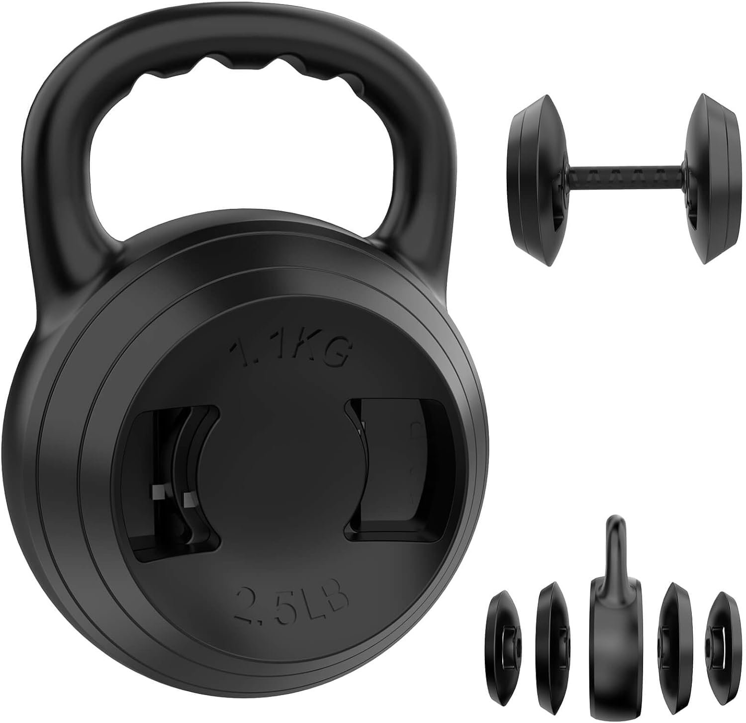 2-1 Adjustable Kettlebells Set, Kettle bell Weights Set (10lb/12.5lb/15lb/17.5lb/20lb/22.5lb/25lb), Adjustable Dumbbell (5.3lb/10.3lb/15.3lb) for Men/Women Home Gym Workout Strength Training