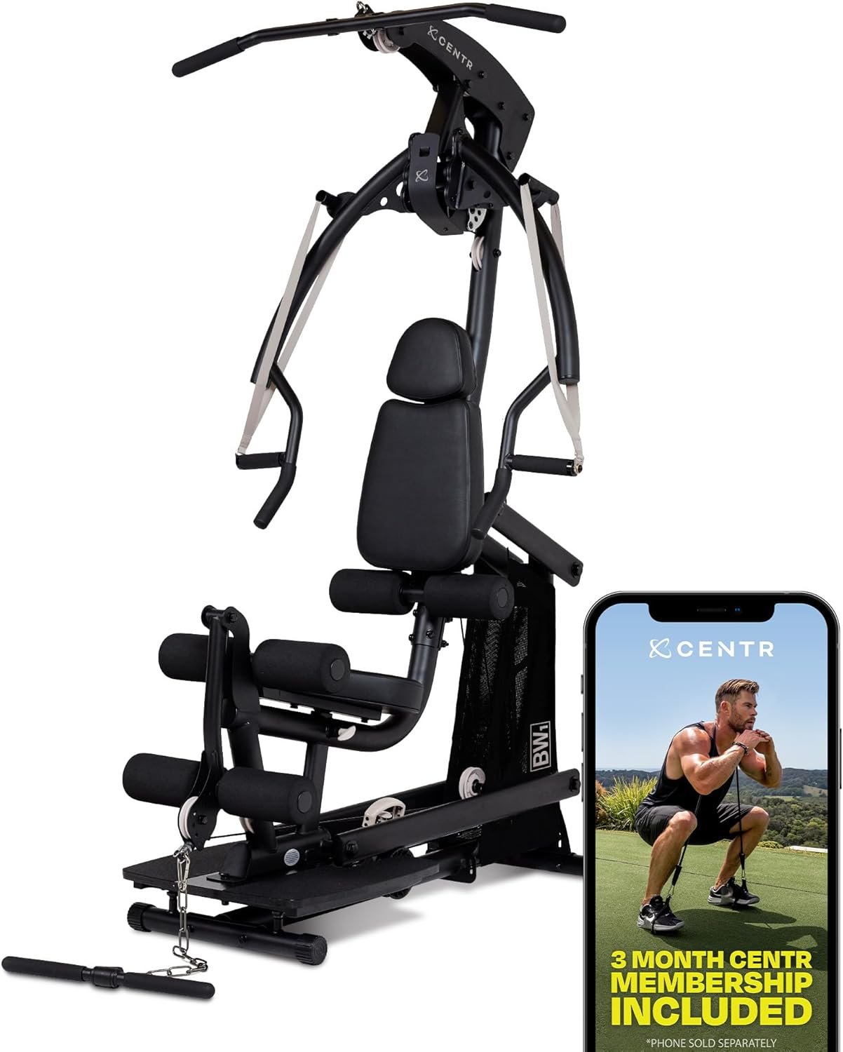 Centr Body Weight Home Gym Machine - Upper  Lower Body Weight Machine  Home Gym System with Multifunctional Cable for Full Body Workout Set - Exercise Equipment with Leg Extension  Leg Curl Station