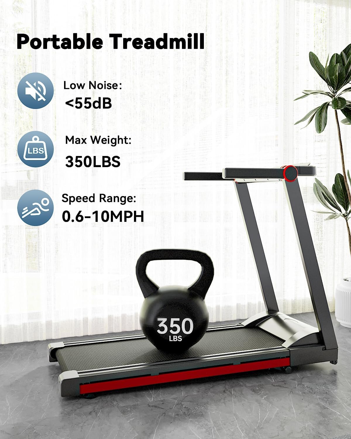 DeerRun Treadmills for Home, 3.5HP Folding Treadmill with Incline, 350 LBS Weight Capacity Home Treadmill, Compact Portable Treadmill for Small Space Walking Jogging Running