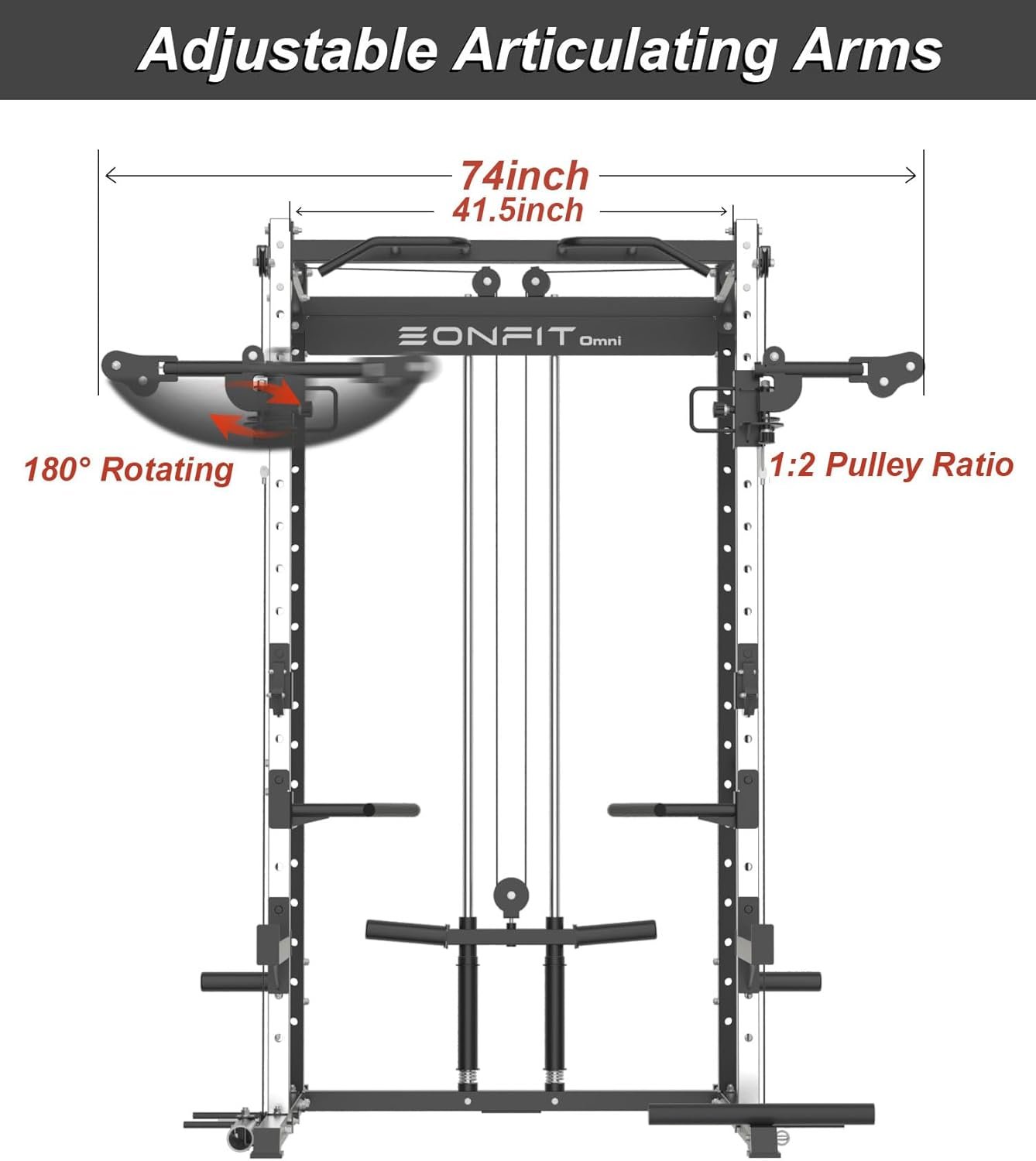 Power Cage with LAT Pulldown Cable Crossover, Power Rack with Pulley System Half Squat Rack for Home Gym Strength Training 1000LBS Multifunction