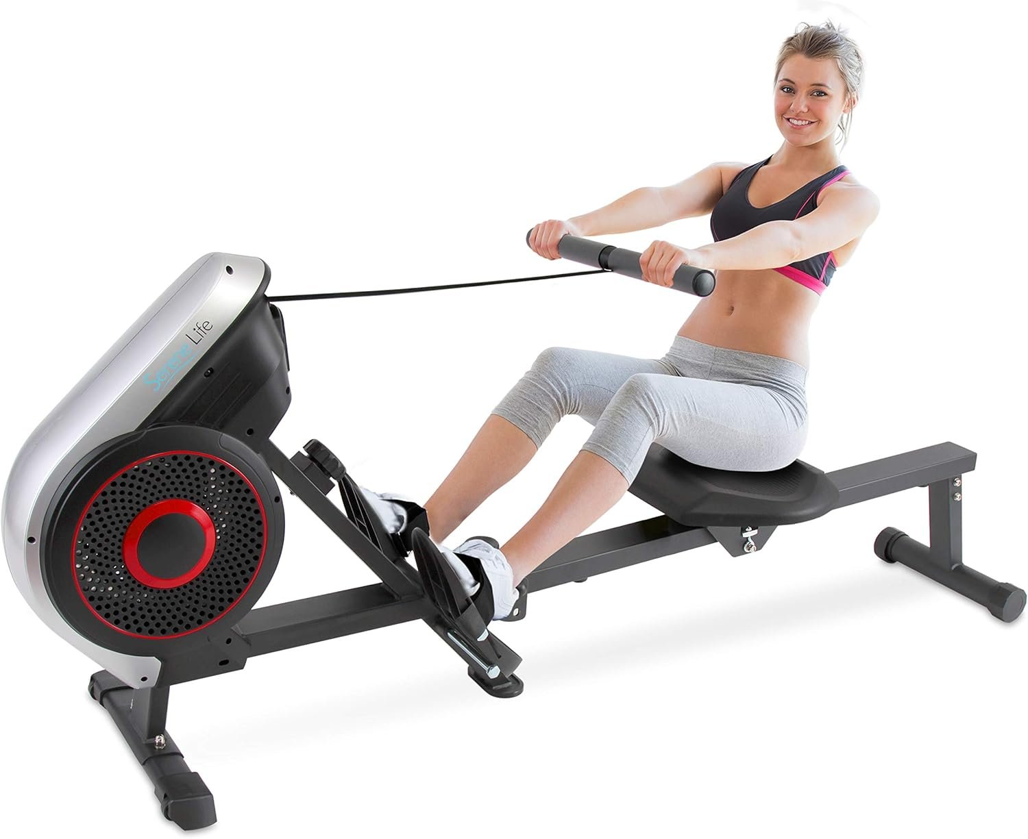 SereneLife Air  Magnetic Rowing Machine - Measures Time, Distance, Stride, Calories - For Gym or Home Cardio Workout