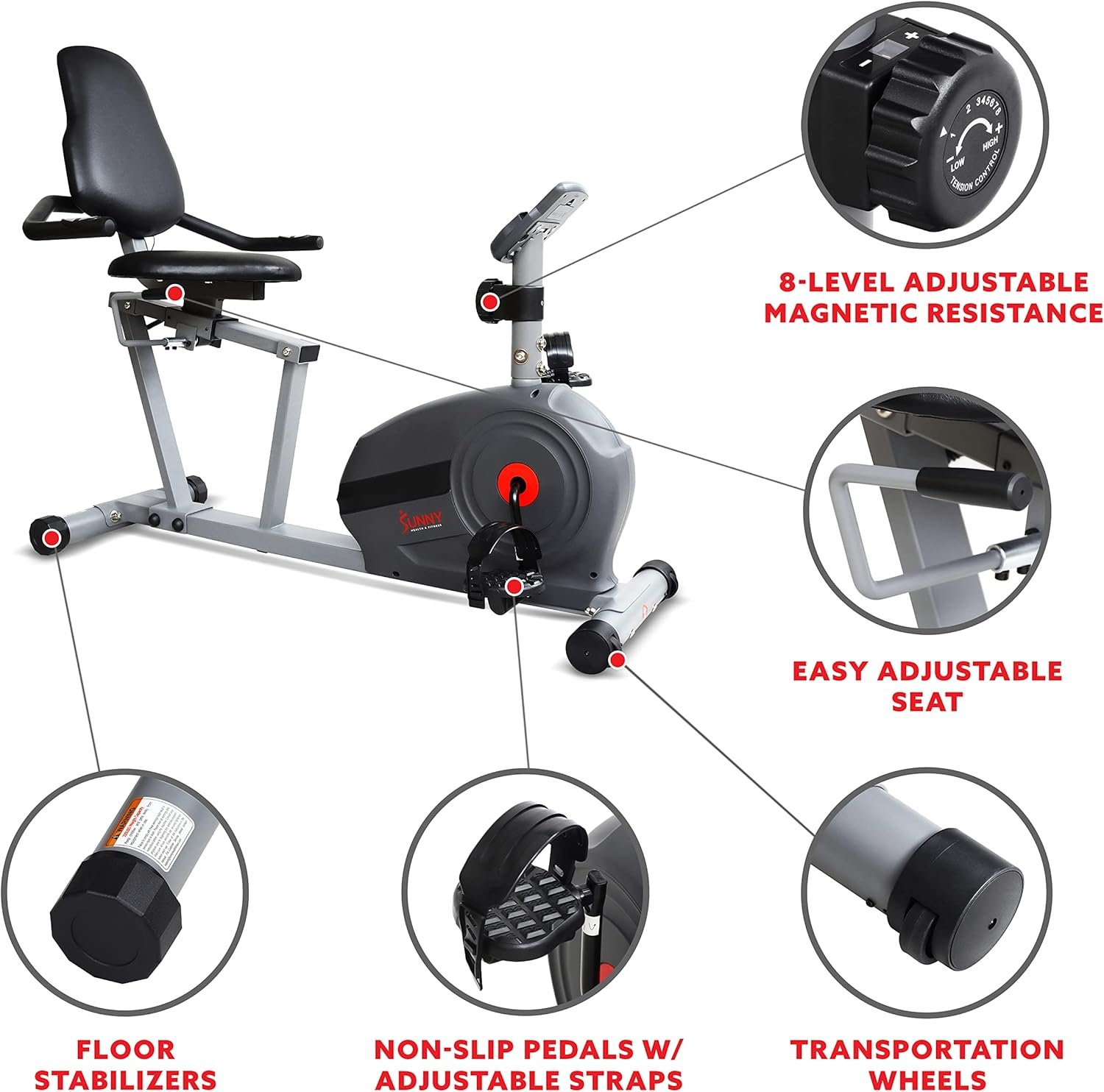 Sunny Health  Fitness Essential Interactive Series Recumbent Bike – SF-RB422903