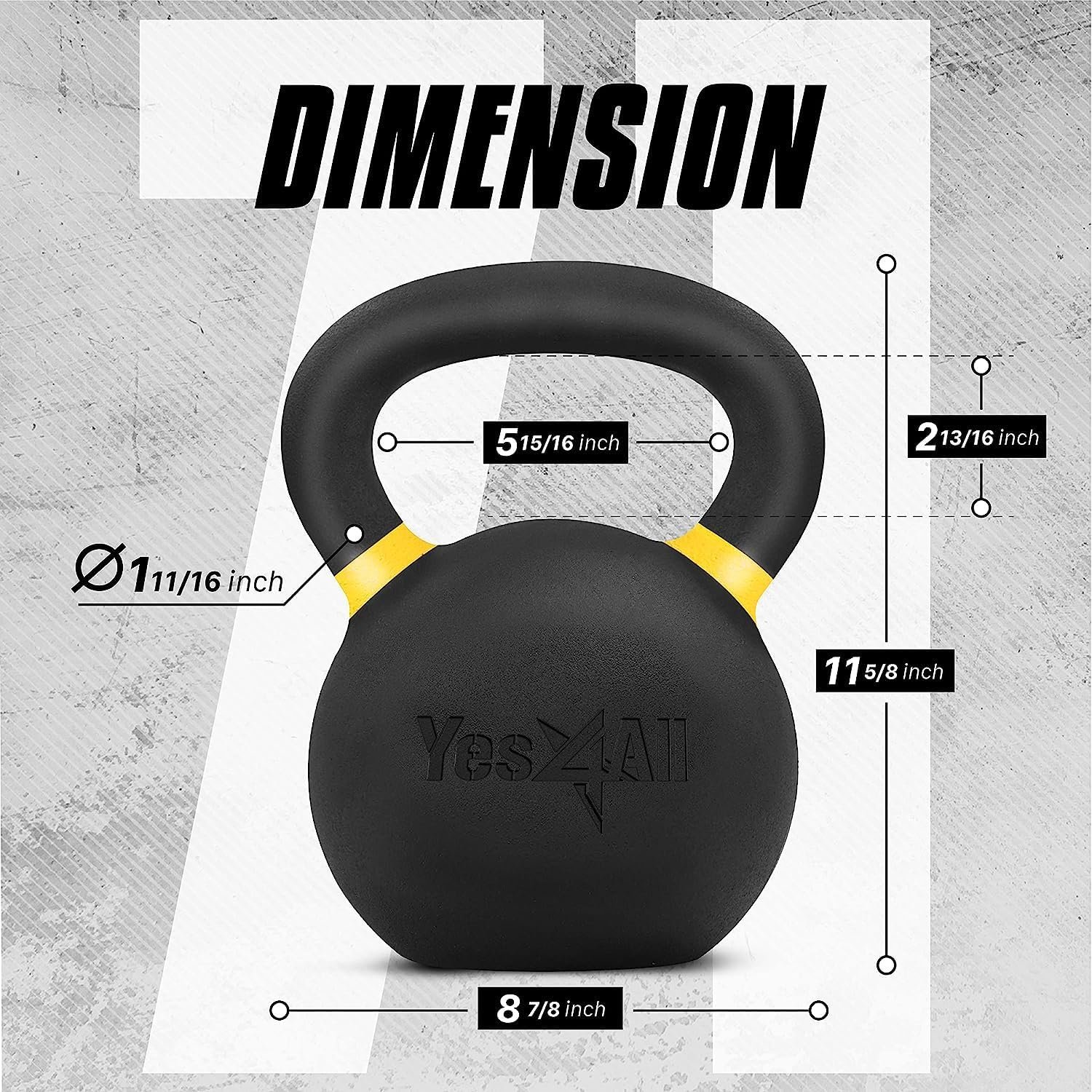 Yes4All Kettlebell Weights Cast Iron/Kettlebells Powder Coated - Strength Training, Home Gym, Full-body Exercises